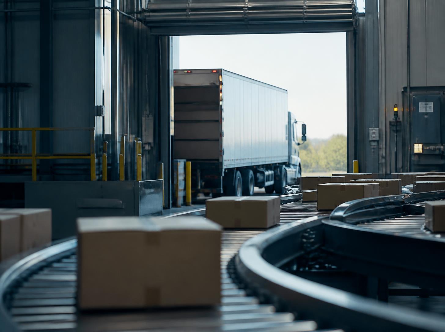 Loading docks at a large e-commerce distribution center